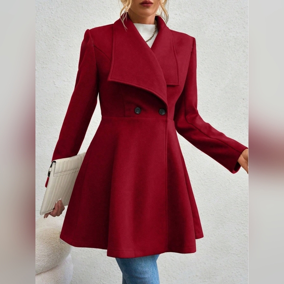 Collared Neck Button Up Long Sleeve Coat - Picture 3 of 7